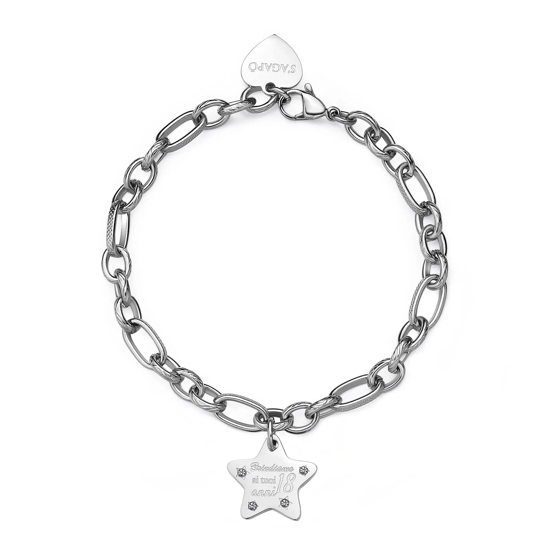 BRACCIALE SAGAPÒ BE MY FAMILY ACCIAIO STELLA - SBY024