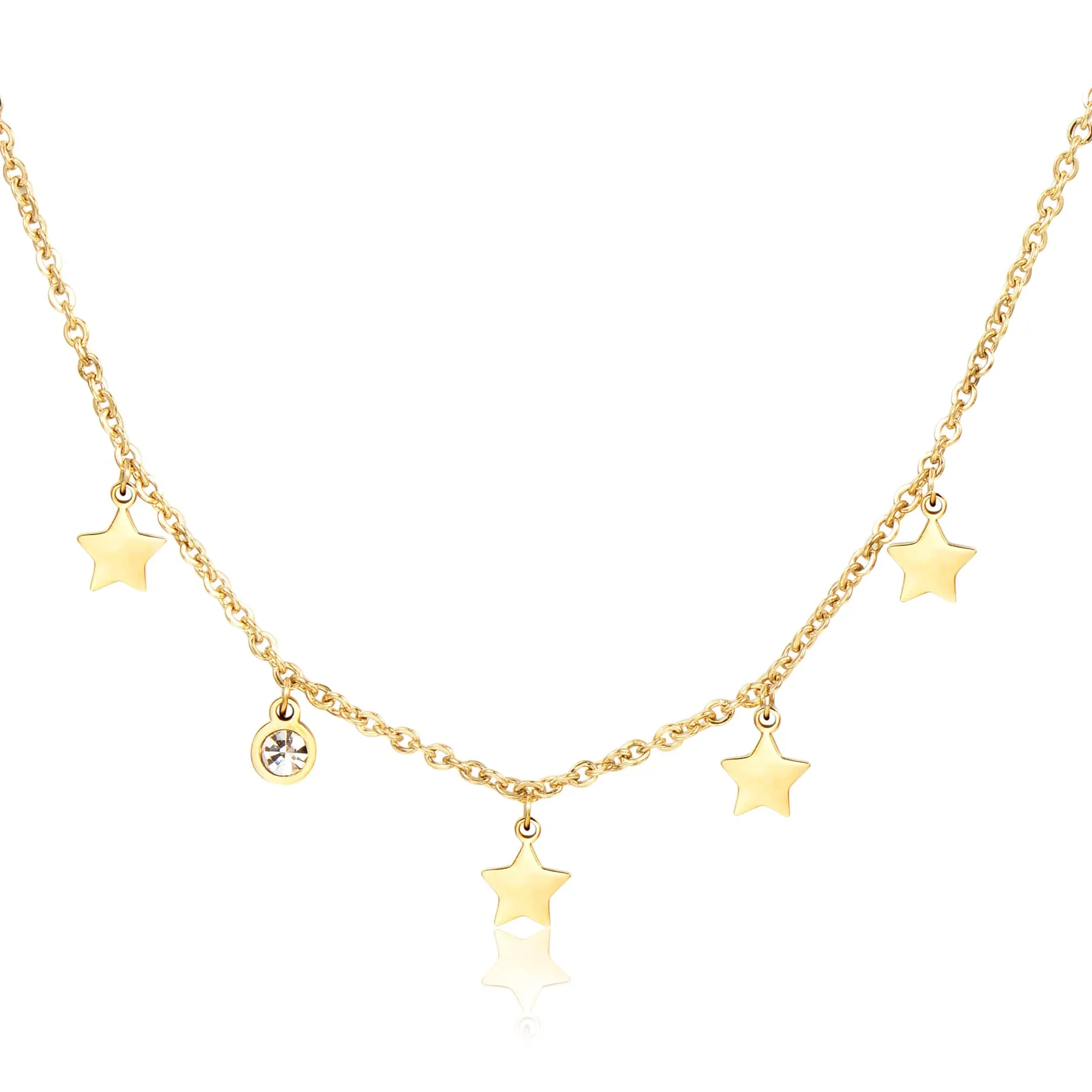 COLLANA SAGAPÒ LUCE PVD ORO CON STELLE E CRISTALLO - SCE05