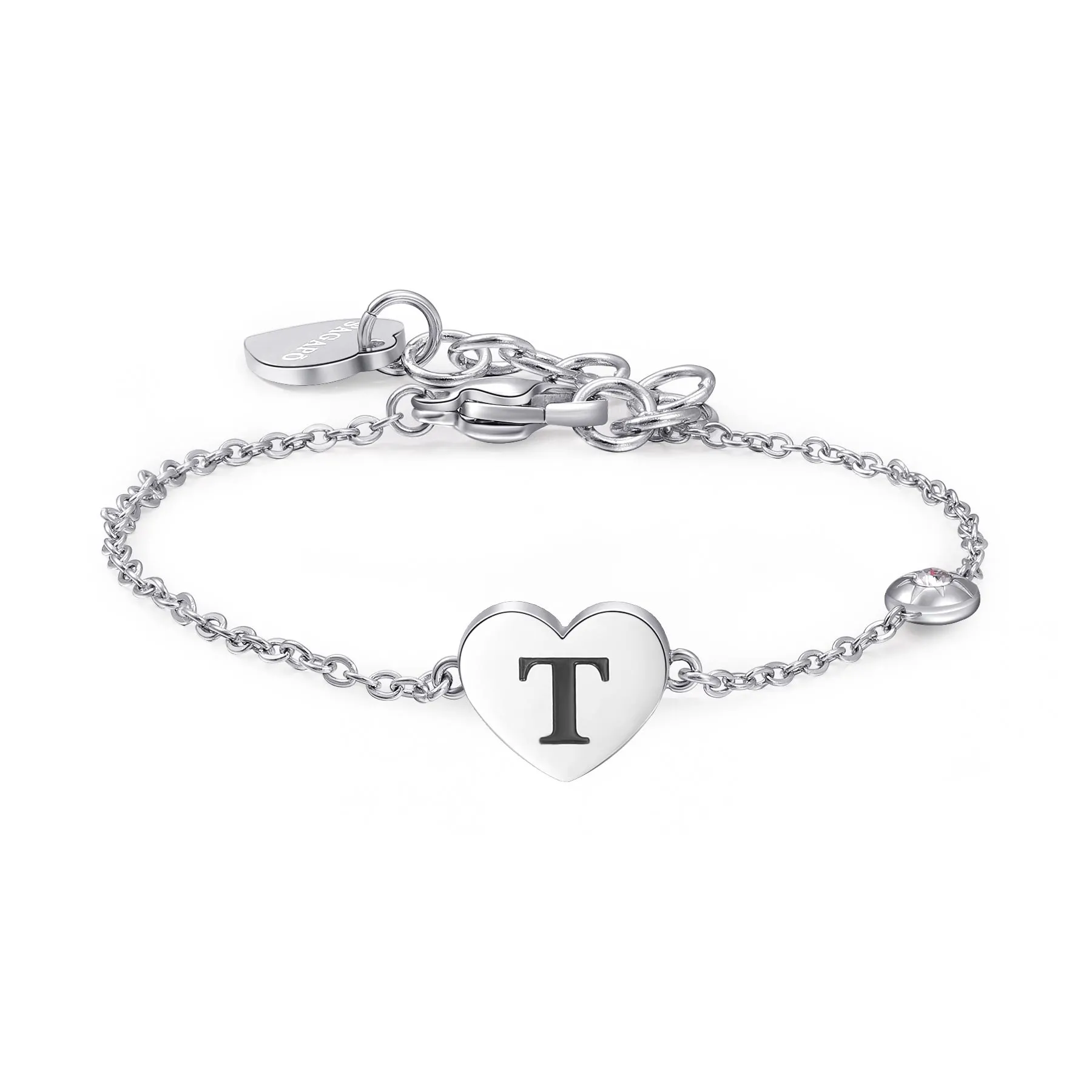 BRACCIALE SAGAPÒ CLICK CUORE LETTERA T E CRISTALLO - SCK136