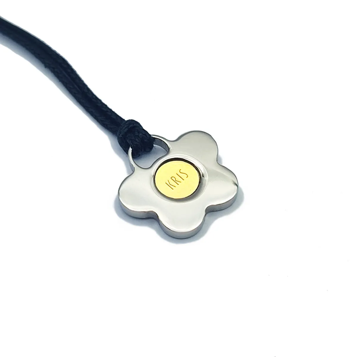 KRIS Collana con Pendente Fiore in Acciaio Oro e Cotone Cerato SCO04