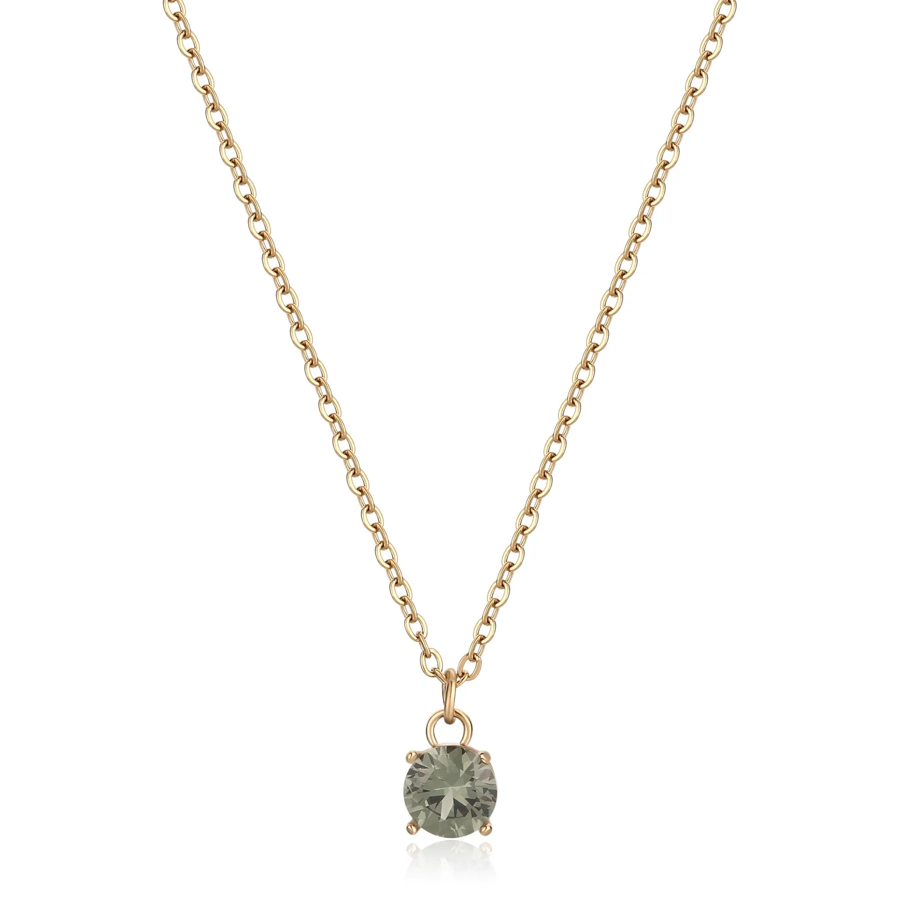 COLLANA SAGAPÒ DAZZLY PVD ORO CON PENDENTE CRISTALLO VERDE - SDZ06