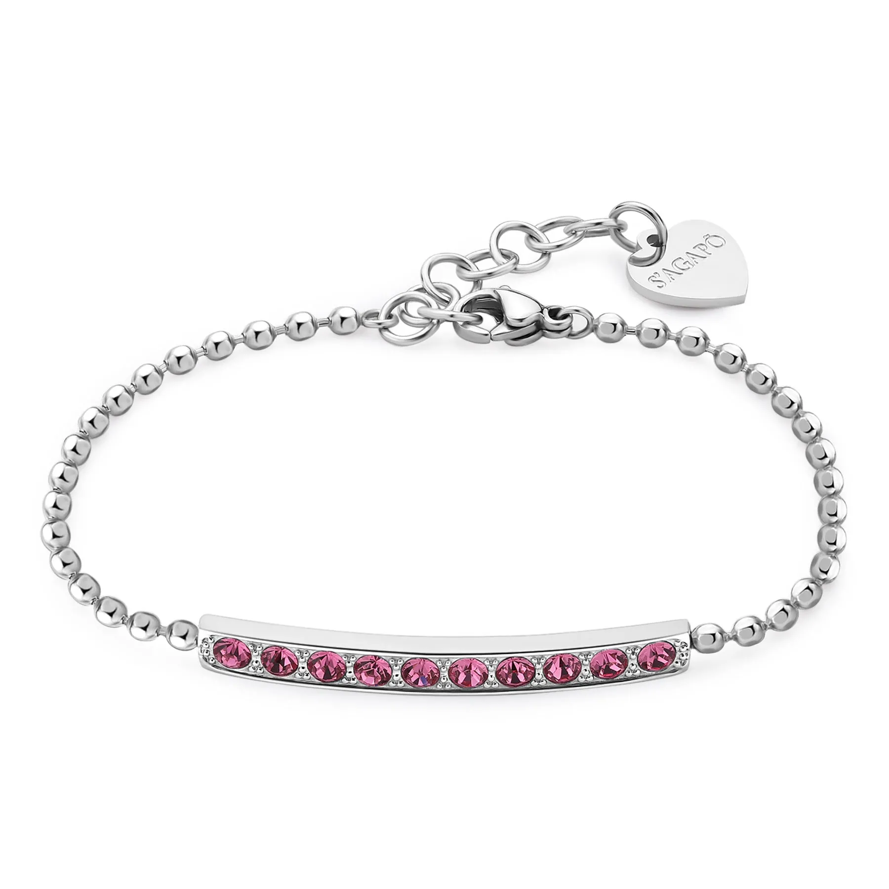 BRACCIALE SAGAPÒ DAZZLY IN ACCIAIO CON CRISTALLI ROSA - SDZ12