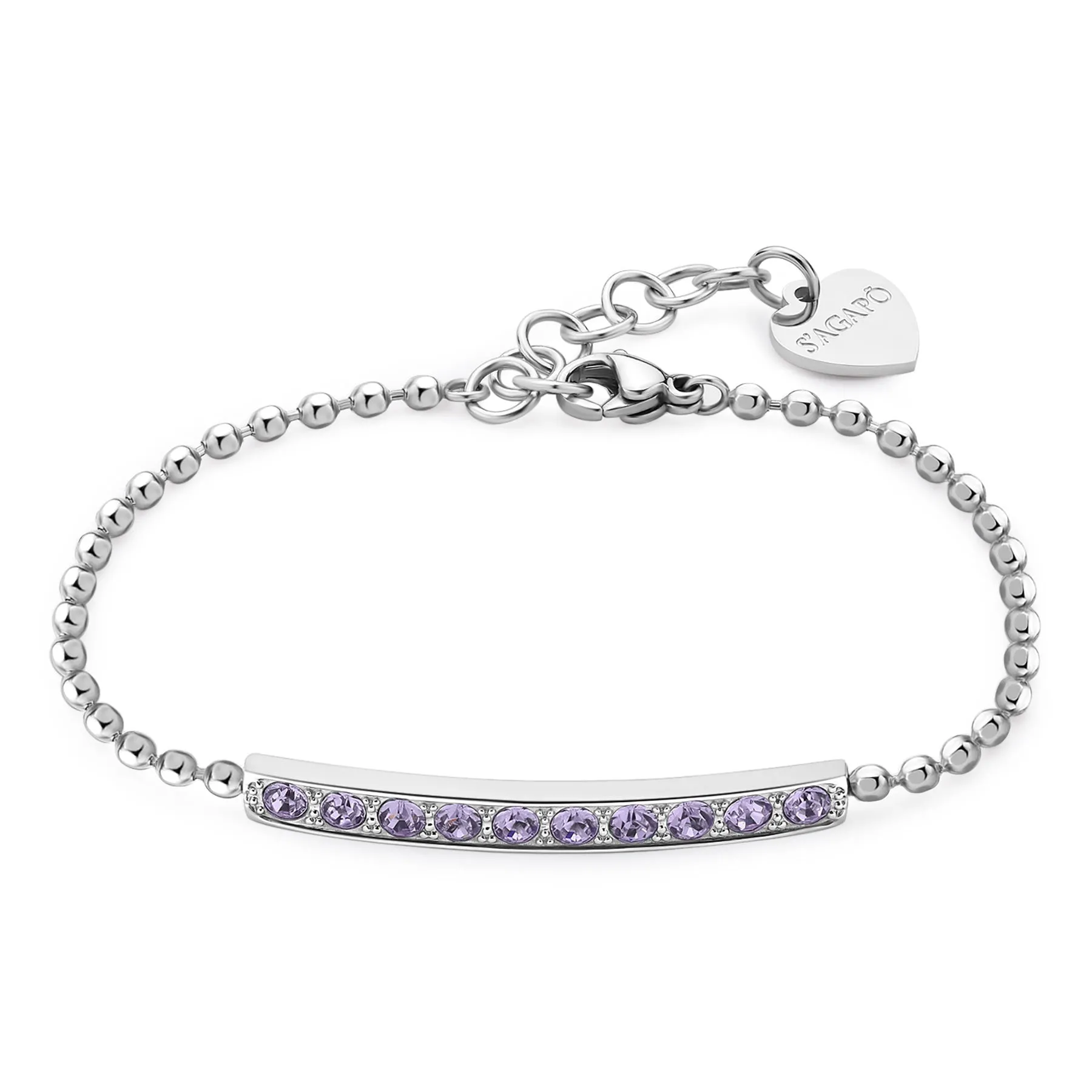 BRACCIALE SAGAPÒ DAZZLY IN ACCIAIO CON CRISTALLI VIOLA - SDZ13
