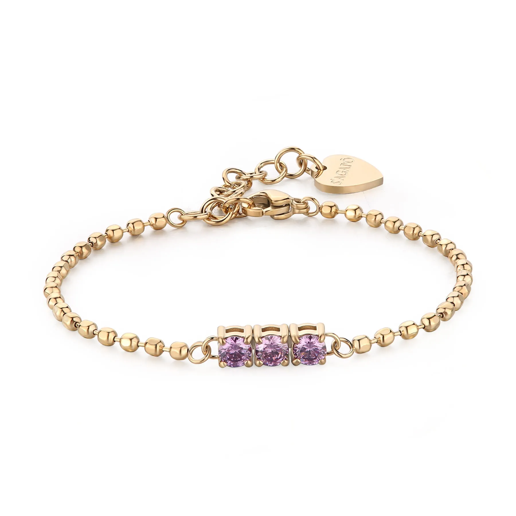 BRACCIALE SAGAPÒ DAZZLY PVD ORO CON CRISTALLI VIOLA - SDZ25