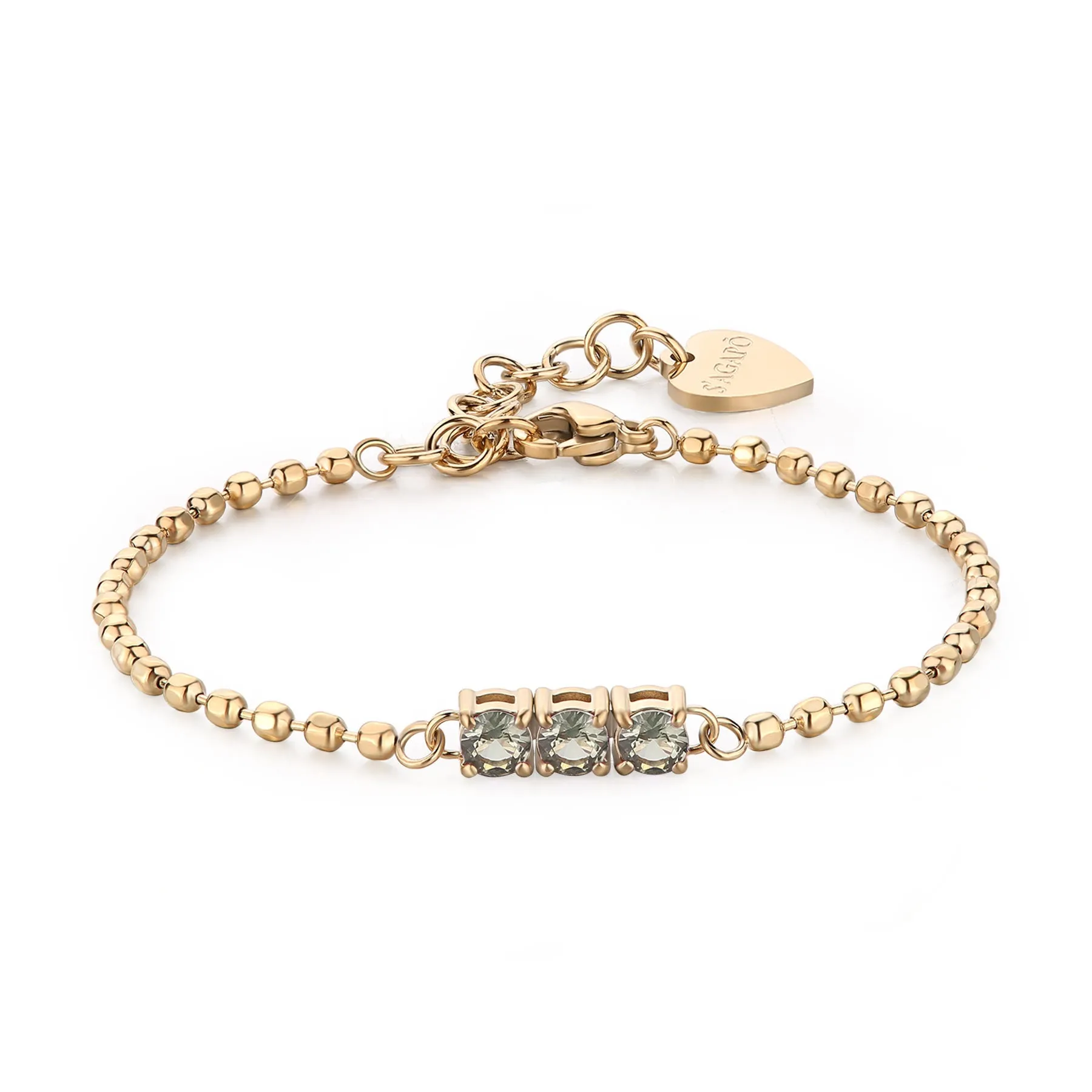 BRACCIALE SAGAPÒ DAZZLY PVD ORO CON CRISTALLI VERDI - SDZ26