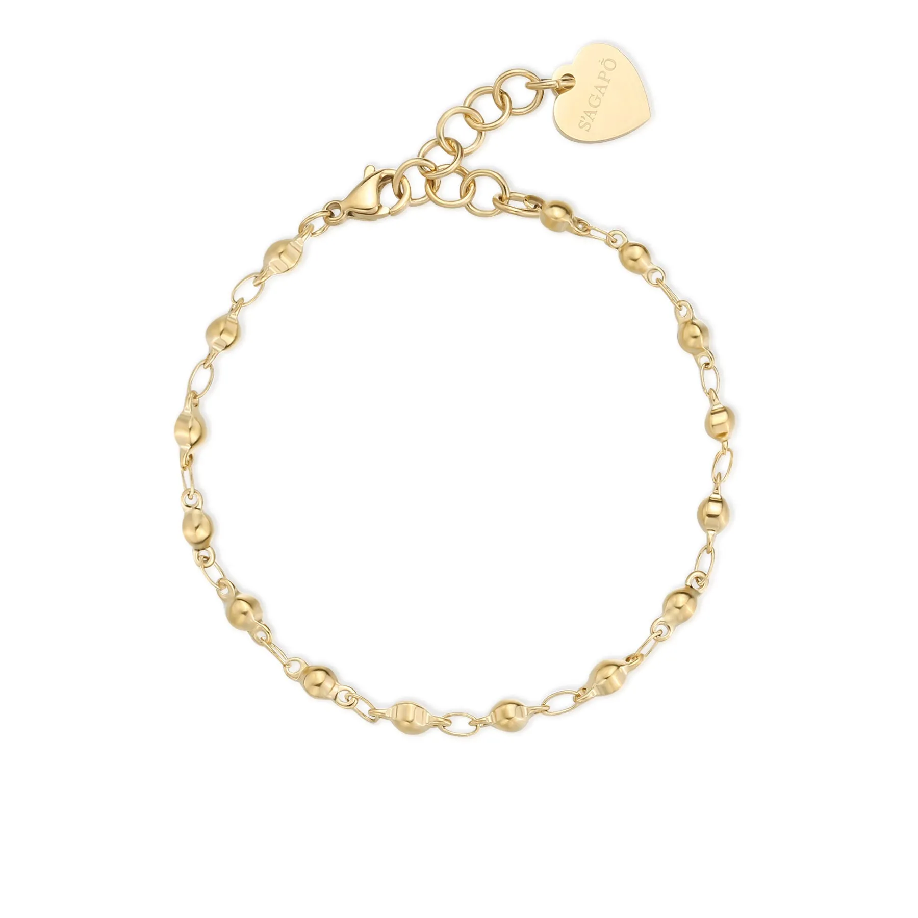 BRACCIALE SAGAPÒ CHUNKY PVD ORO MAGLIA A PALLINI - SHK98