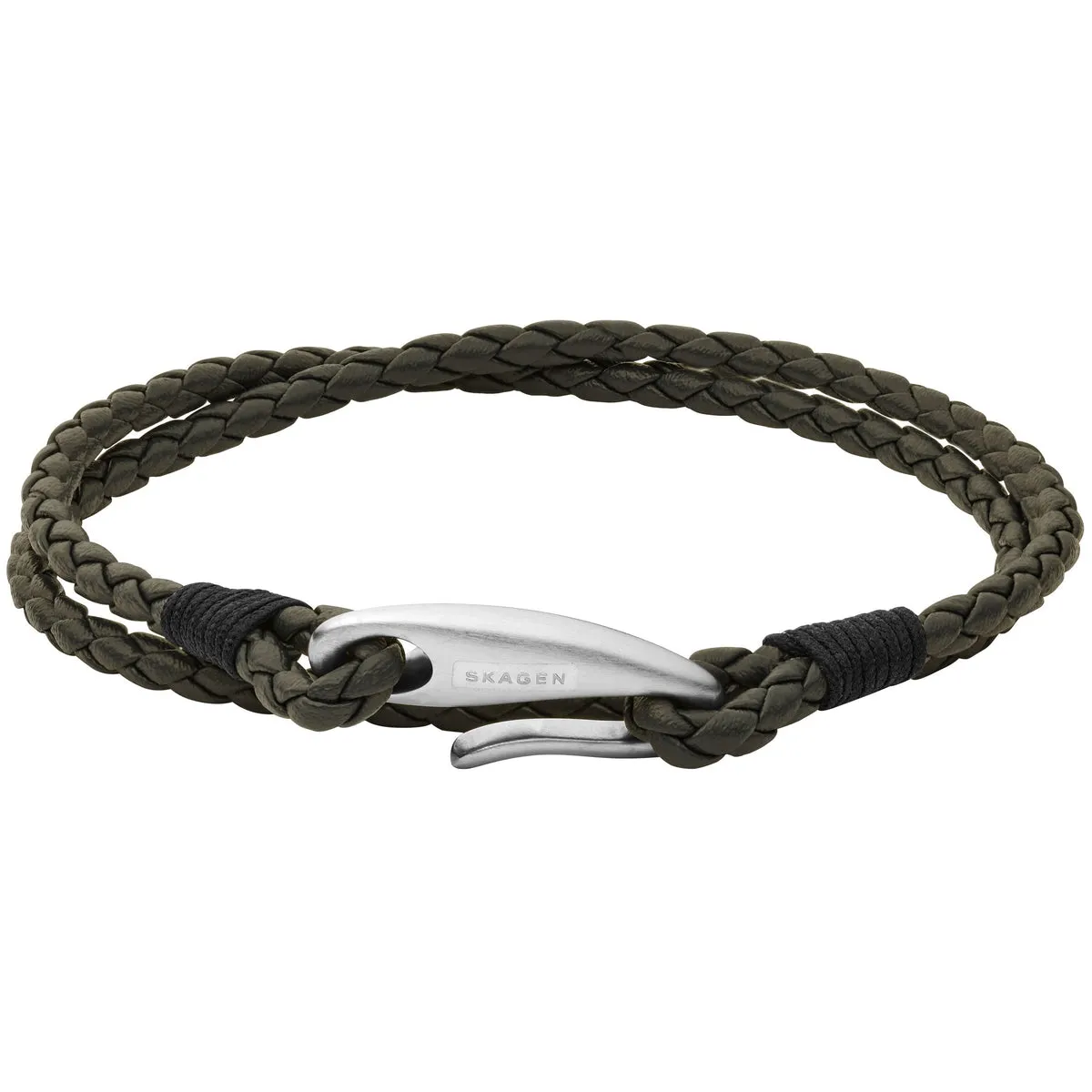 Skagen SKJM0176040 Bracciale da Uomo in Pelle Verde e Acciaio Hulsten