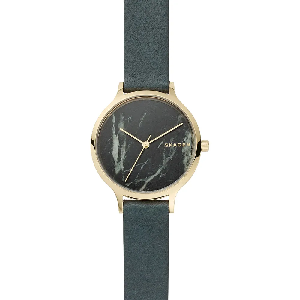 SKAGEN SKW2720 Orologio Donna in Pelle Verde con Quadrante in Pietra Naturale Anita
