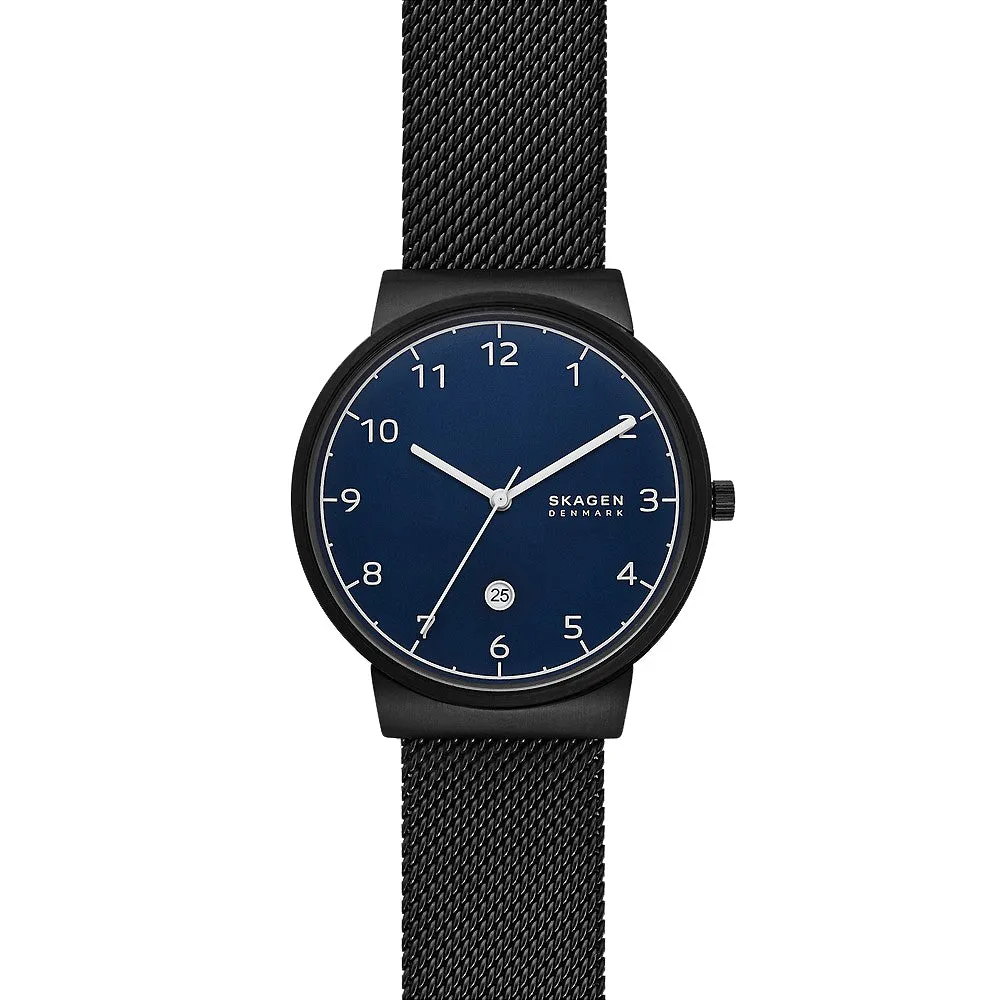 SKAGEN SKW6566 Orologio Uomo in Acciaio Nero Quadrante Blu ANCHER