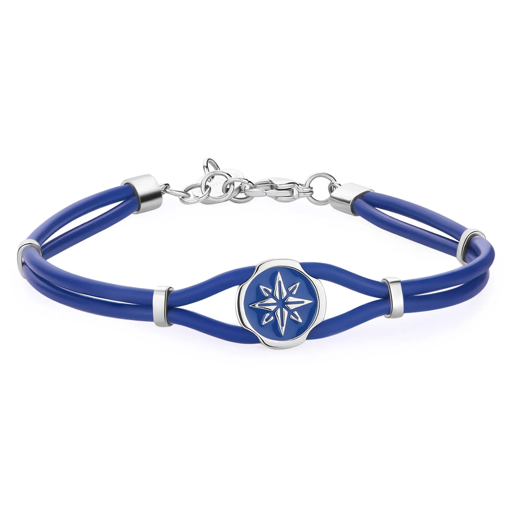 BRACCIALE SAGAPÒ PANAMA UOMO IN GOMMA BLU FINITURE IN ACCIAIO - SPA26