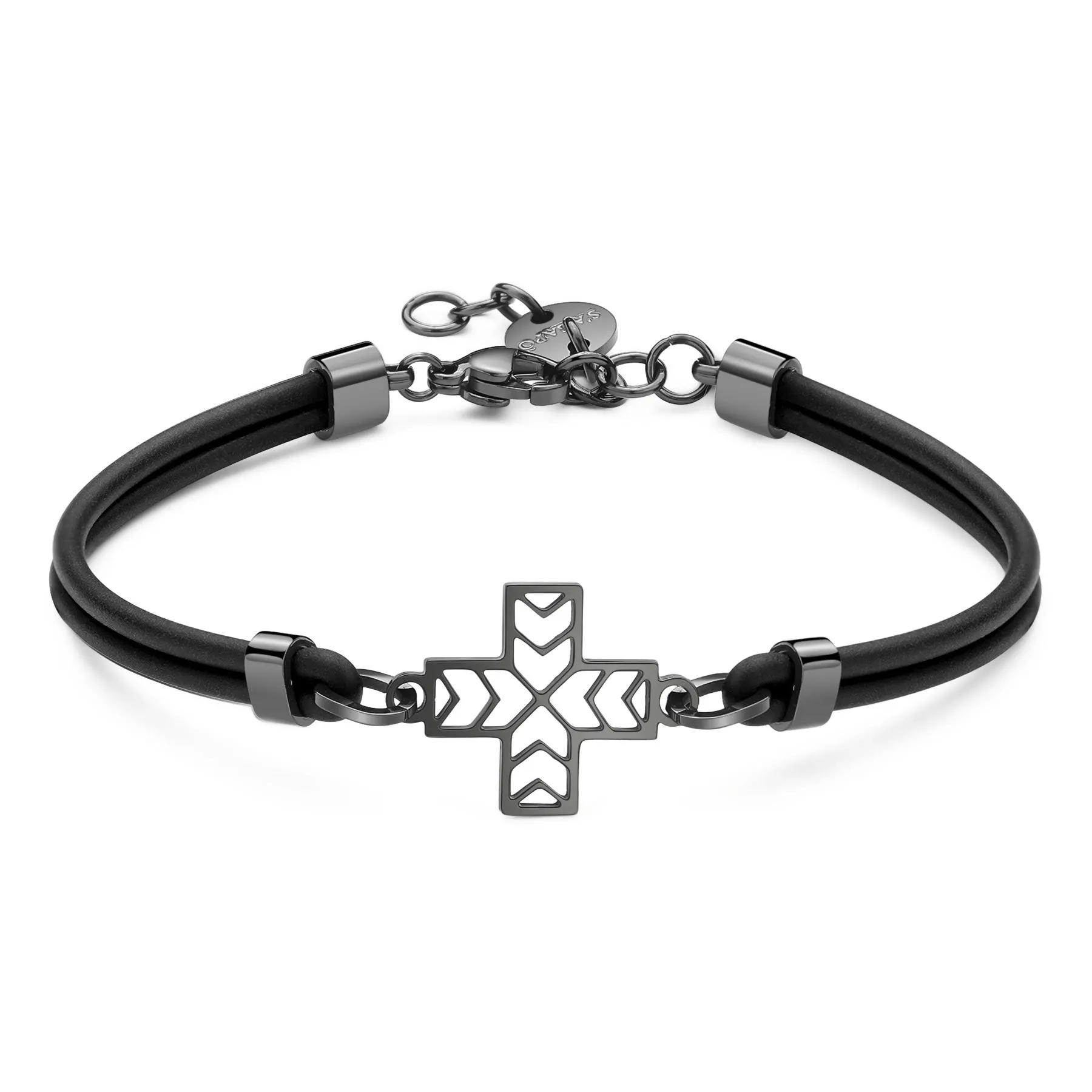 BRACCIALE SAGAPÒ REBEL UOMO GOMMA E CROCE TRAFORATA - SRB19