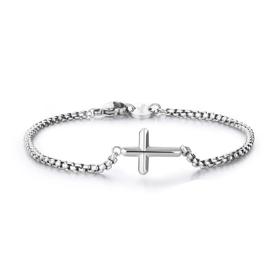 Bracciale con croce centrale in acciaio Sagapo ROGUE SRG12