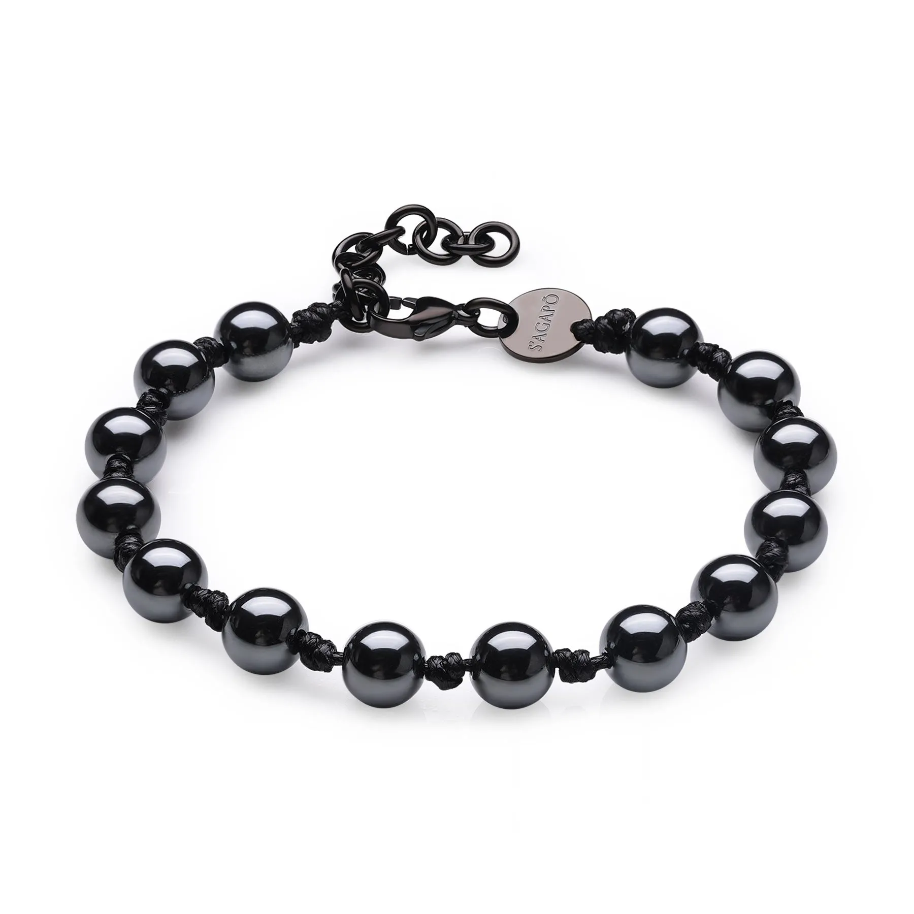 BRACCIALE SAGAPÒ RIOT UOMO CORDINO NERO EMATITE - SRT21