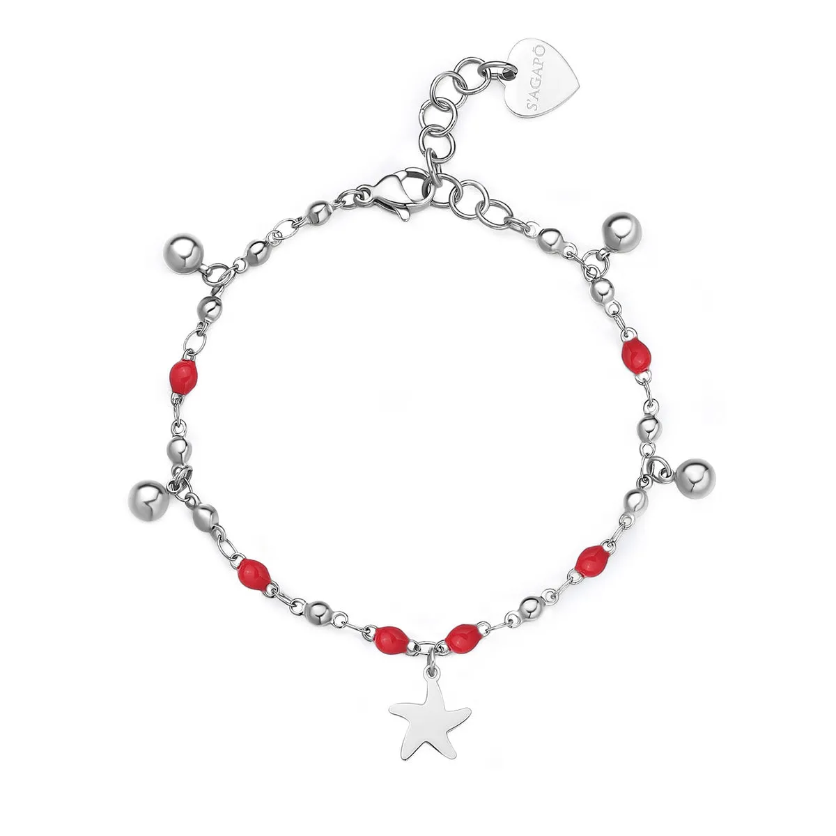 SVB59 Bracciale S'AGAPò Vibes con smalto Rosso e Charm a forma di Stella Marina