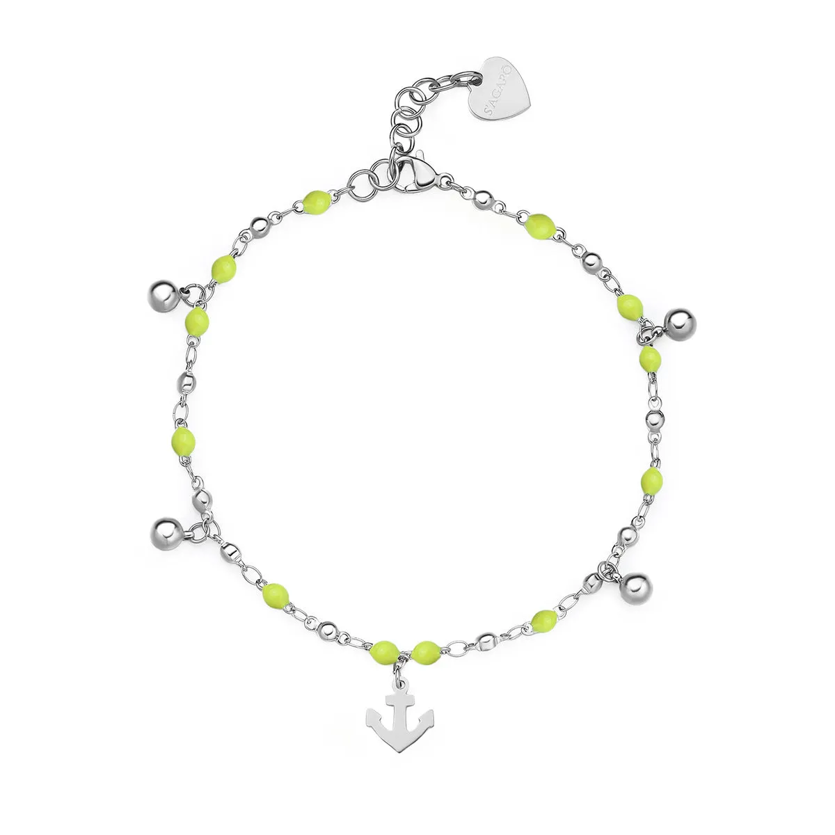 SVB62 Cavigliera S'AGAPò Vibes con smalto Giallo e Charm a forma di Ancora