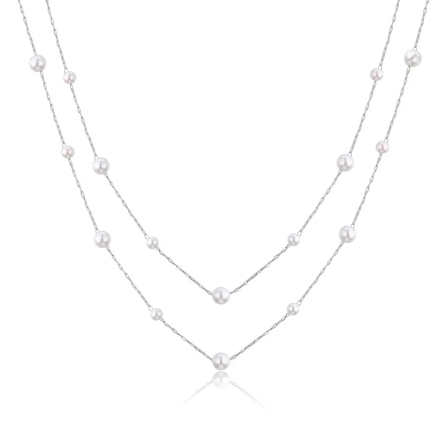 SWI09 Collana doppia S'AGAPò WISDOM in Acciaio e Perle