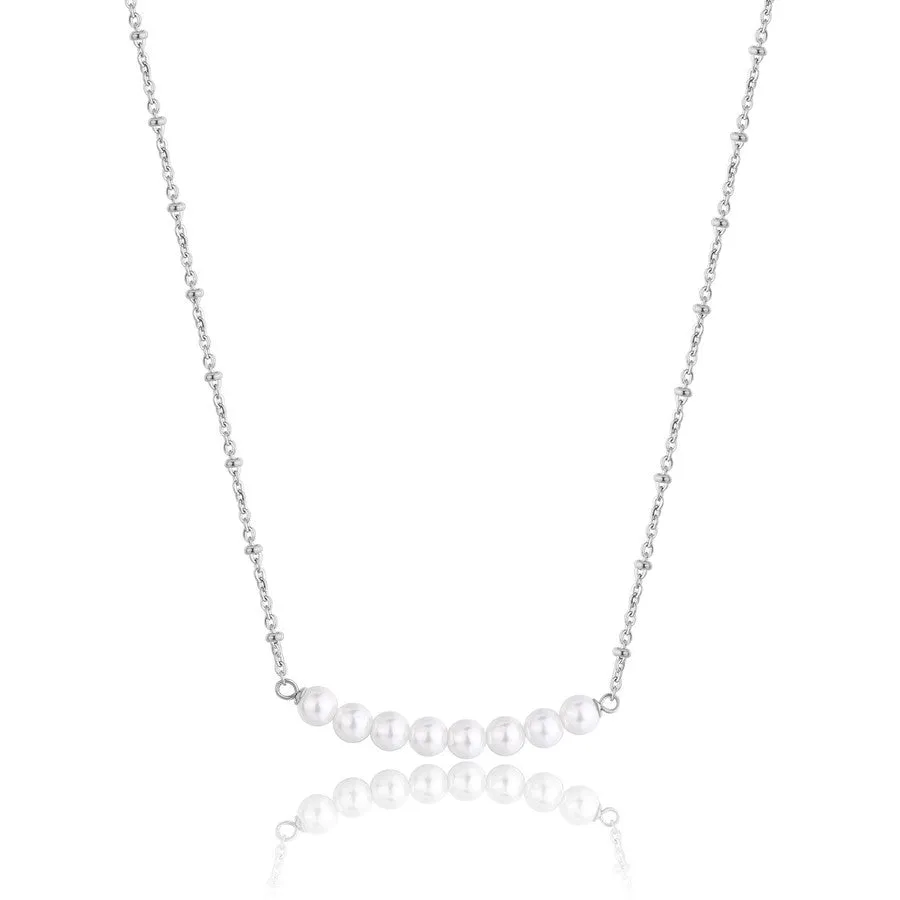 SWI10 Collana S'AGAPò WISDOM in Acciaio e Perle centrali