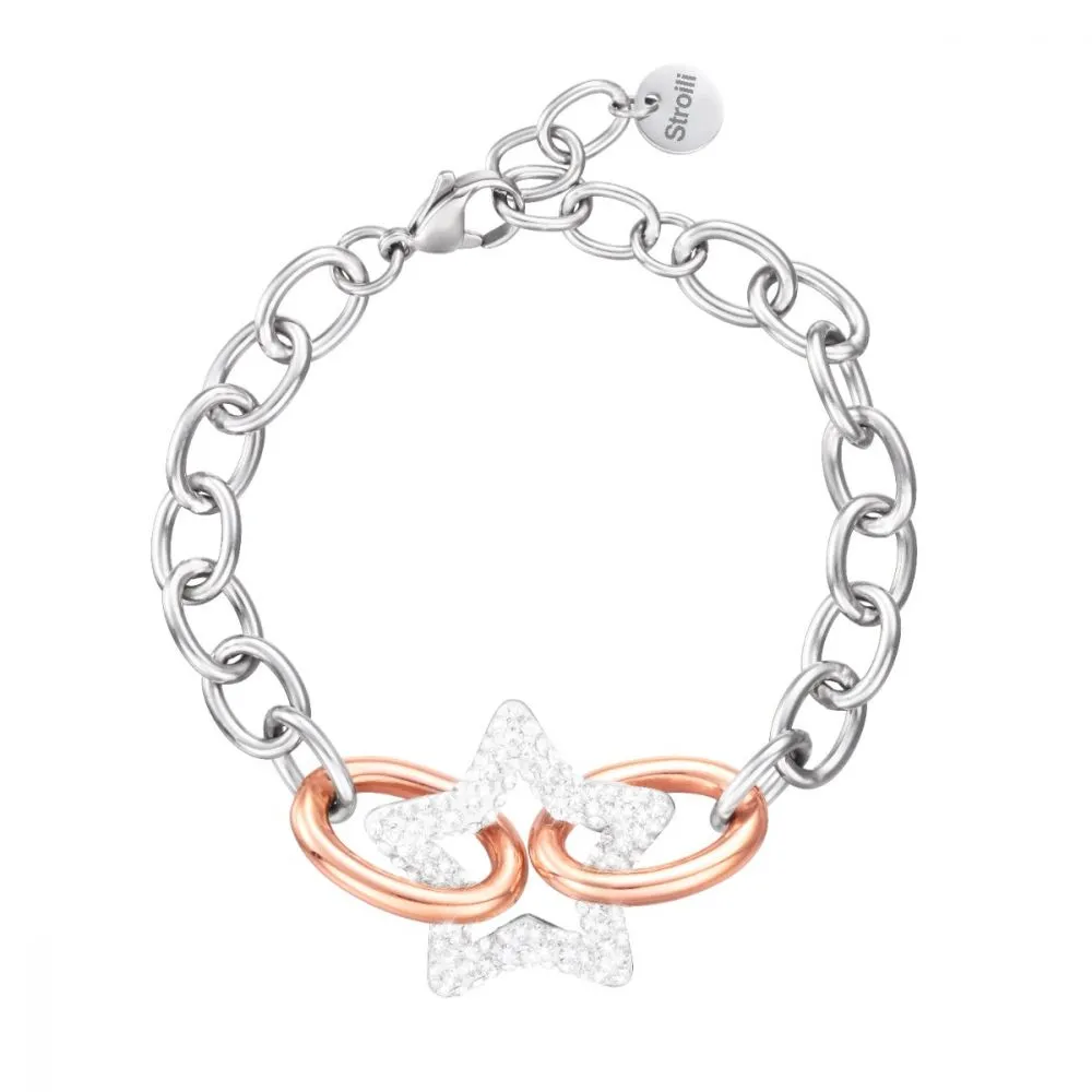 Stroili bracciale donna acciaio bicolore stella e cristalli 1680315