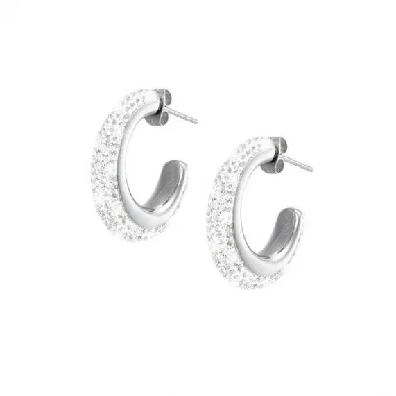 Stroili donna orecchini cerchi zirconati in acciaio crystal 1680322