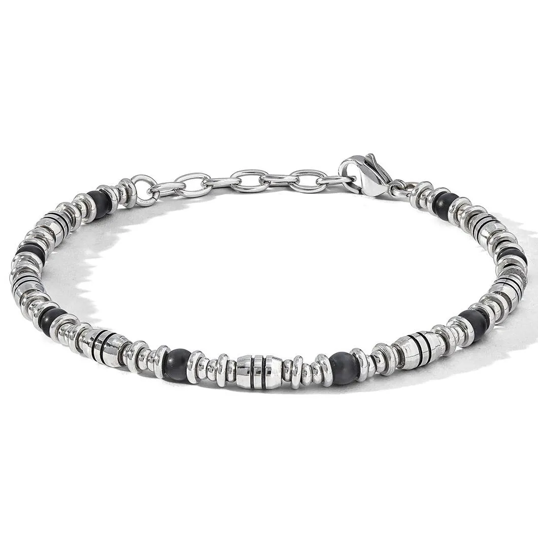 COMETE Uomo Acciaio UBR 1102 Bracciale a filo con Onice Nero - District