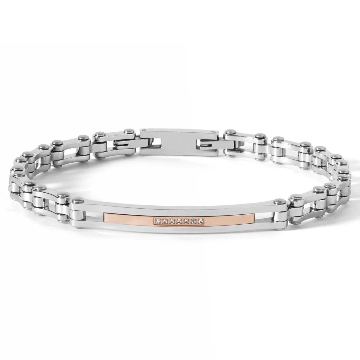 COMETE Uomo Acciaio UBR 662 Bracciale Colore Argento e PVD Oro Rosa - Nipper