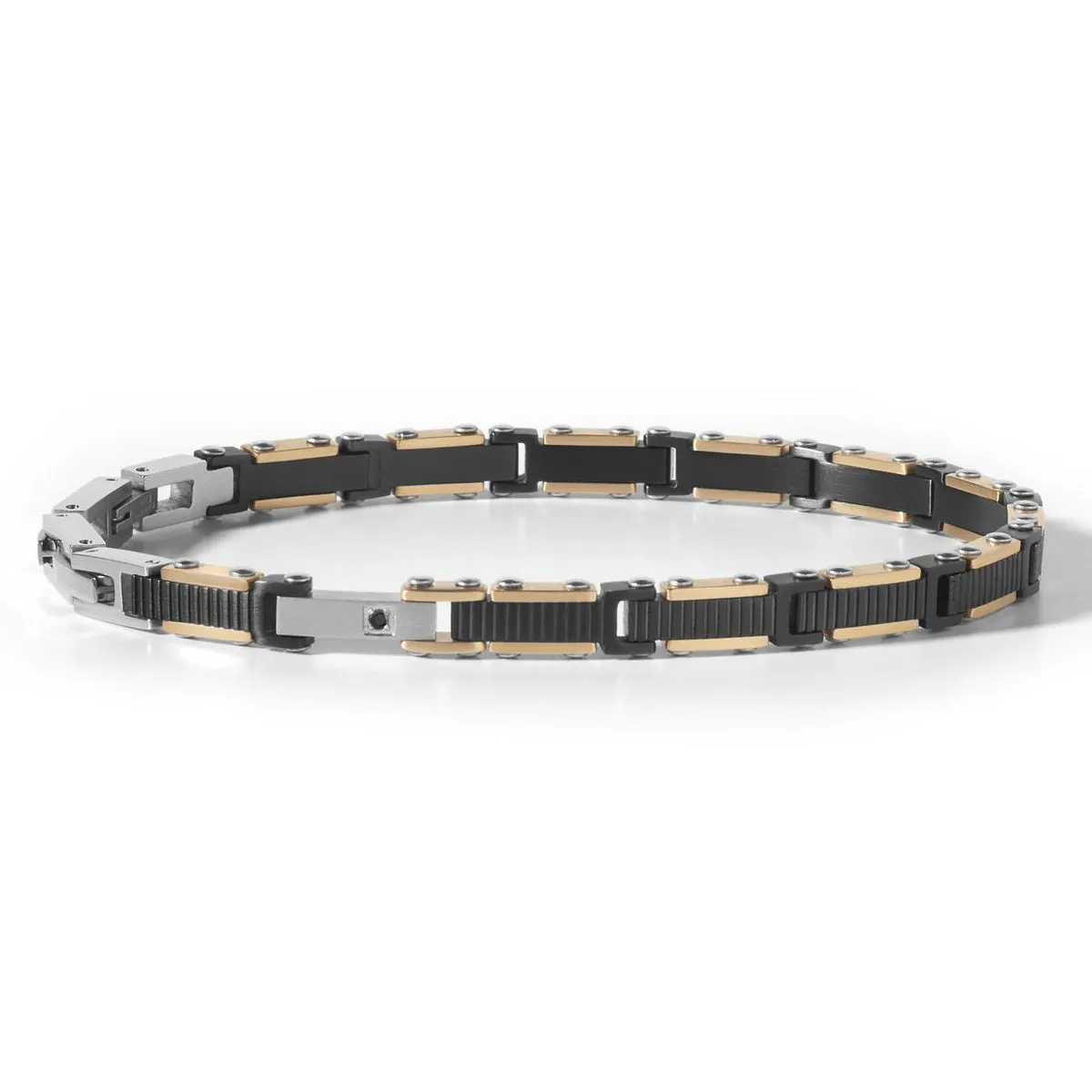 COMETE Uomo Acciaio UBR 890 Bracciale Colore Nero, Oro Rosa e Argento - Faces