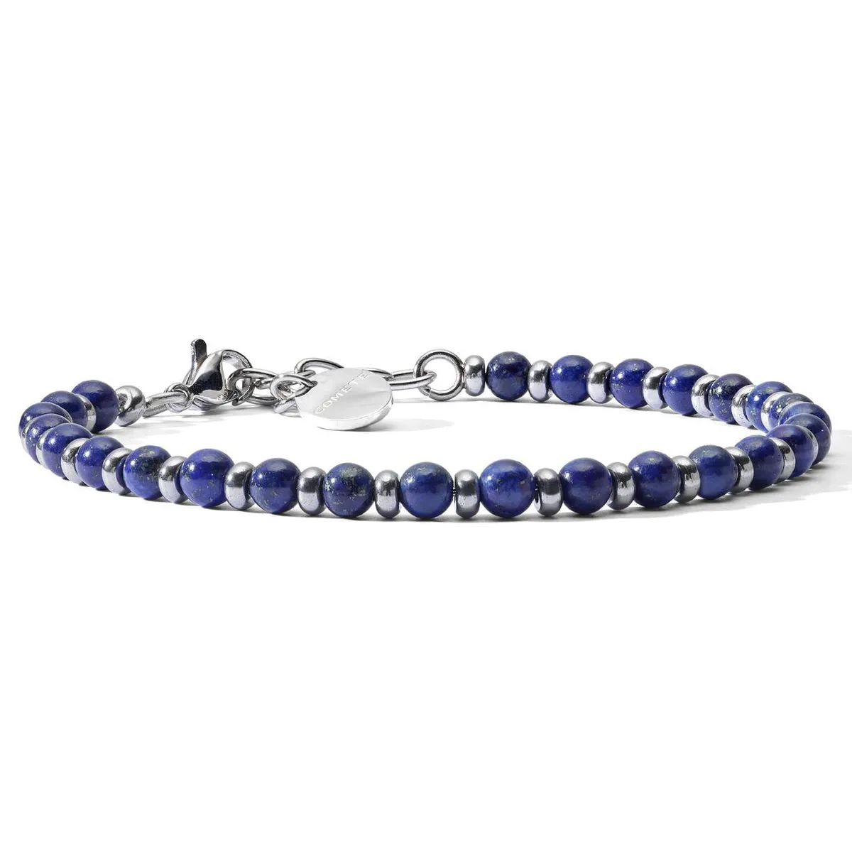 COMETE Uomo Acciaio UBR 922 Bracciale a filo con perline di Lapis Blu - District