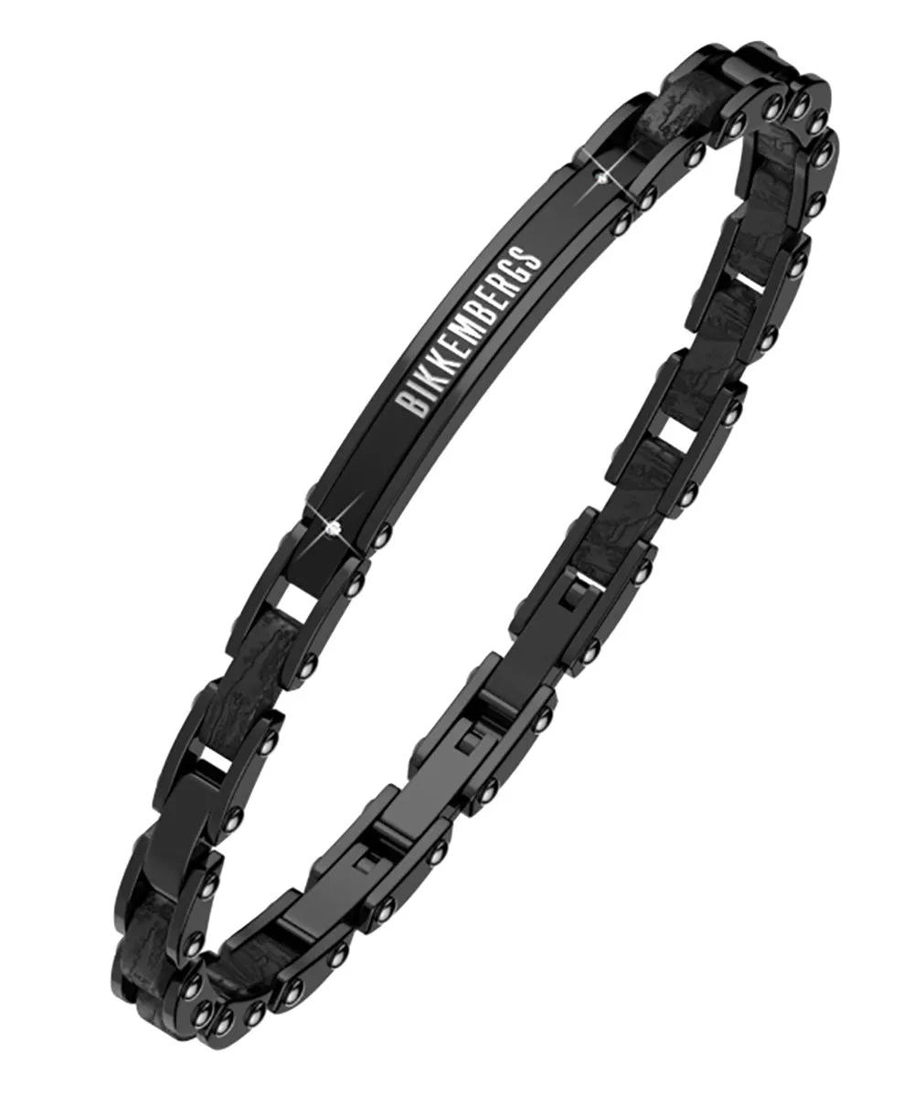 Bikkembergs Bracciale Uomo In Acciaio Nero E Ebano Naturale