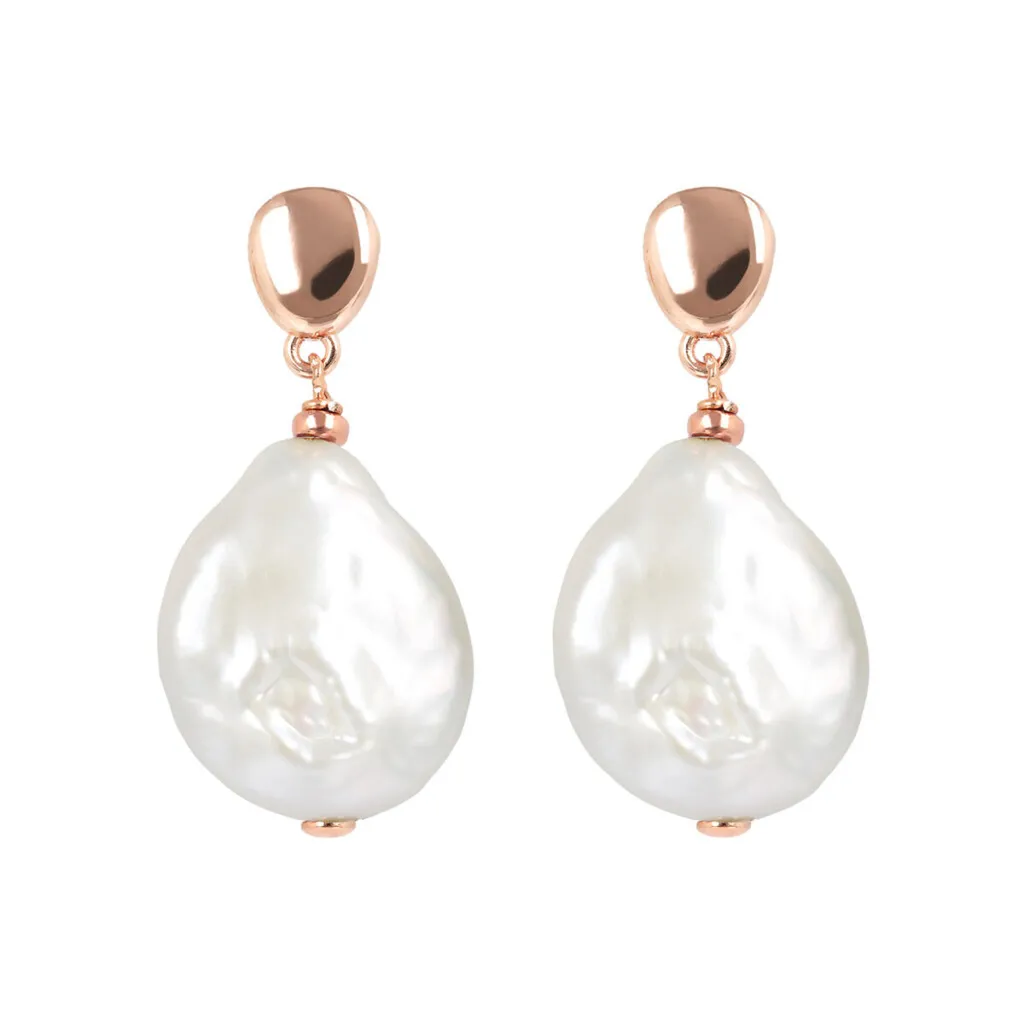 Baroque Freshwater Ming Pearl Drop Earrings Ø 15 mm