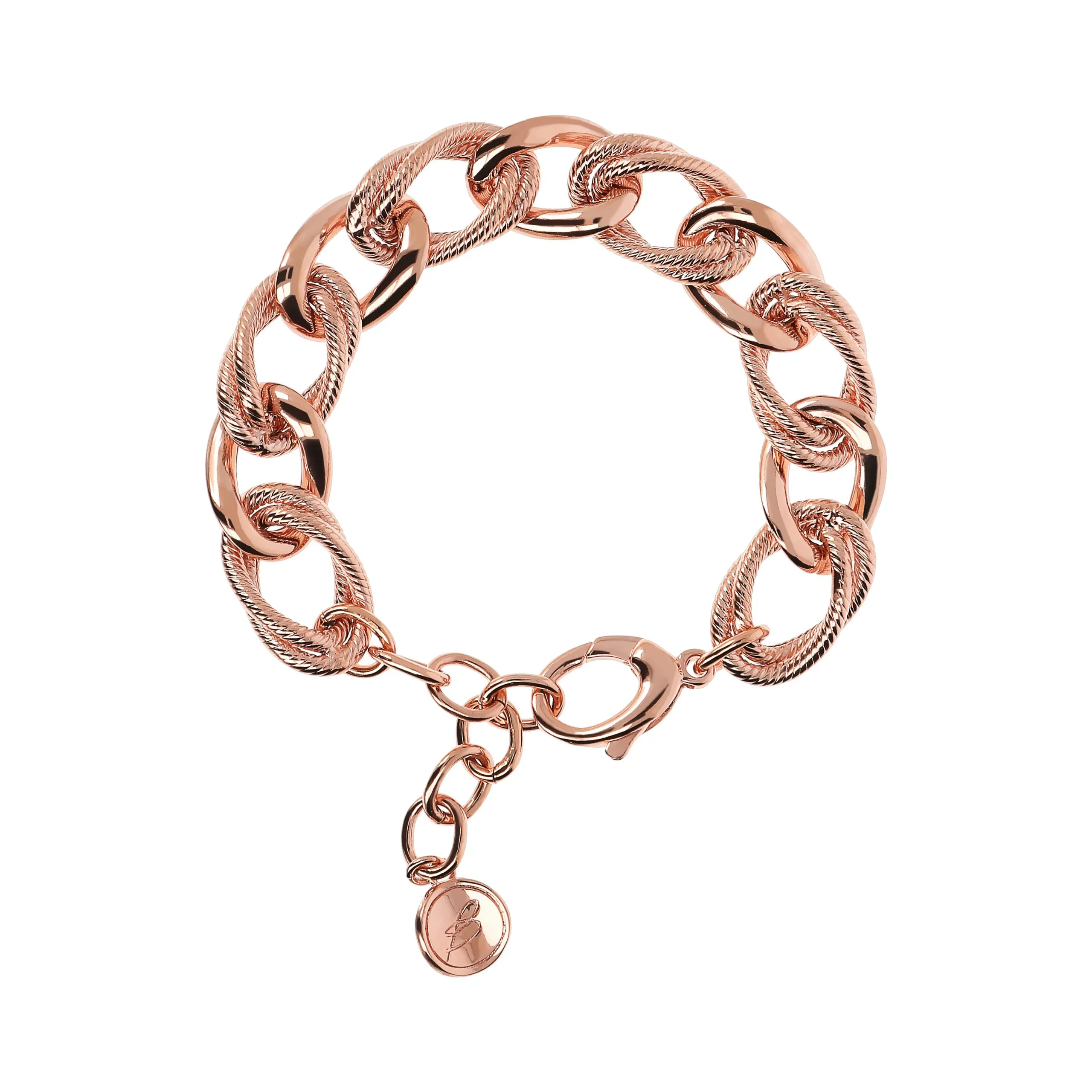 Alternating Double Oval Mesh Curb Chain Bracelet