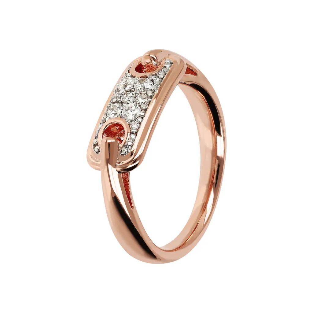 Band Ring with Rectangular Pavé Element in Cubic Zirconia