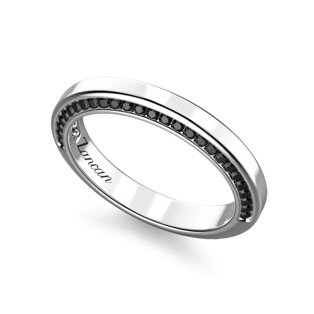 ZANCAN Anello Uomo in Argento con Pietre Nere ESA033