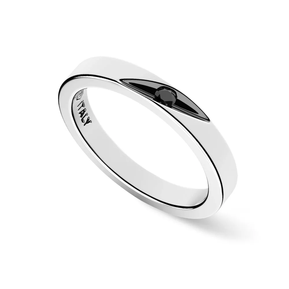 ZANCAN Anello Uomo in Argento e Pietra Nera EXA153