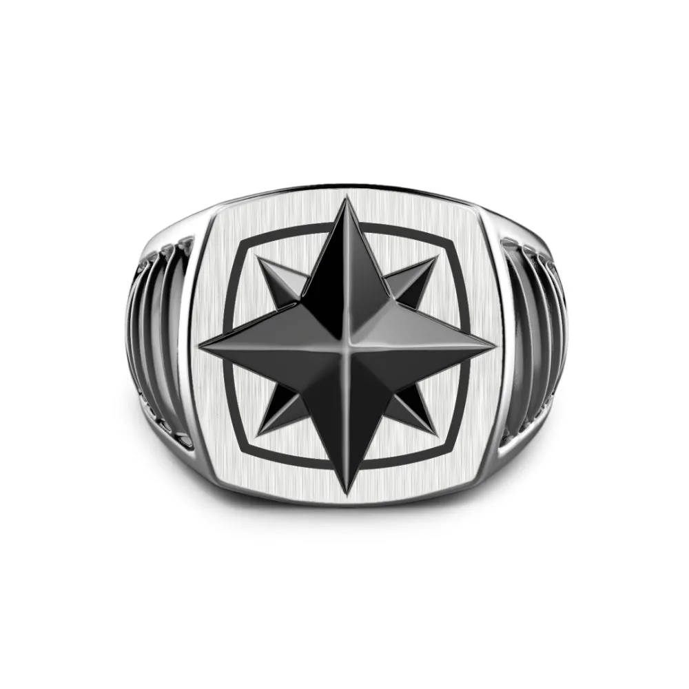 ZANCAN Anello con Rosa dei Venti in Ceramica ESA016