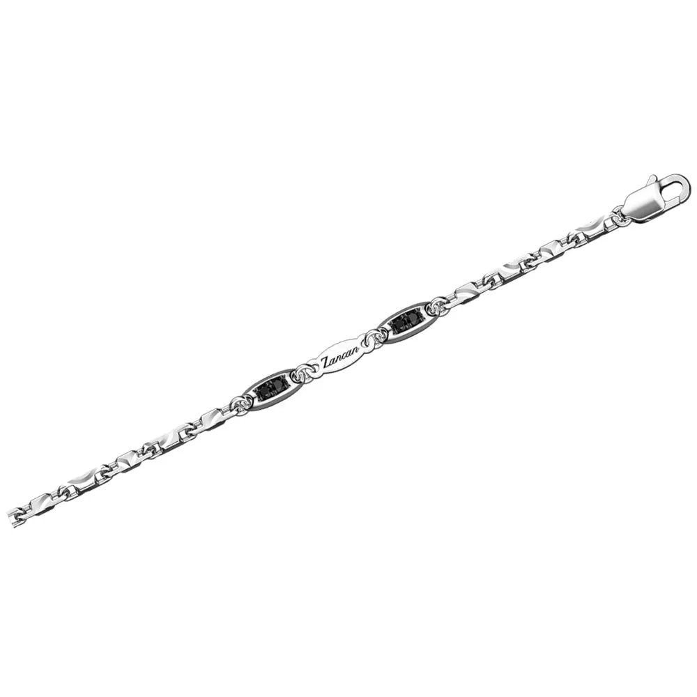 ZANCAN Bracciale Argento con Pietre Nere ESB165