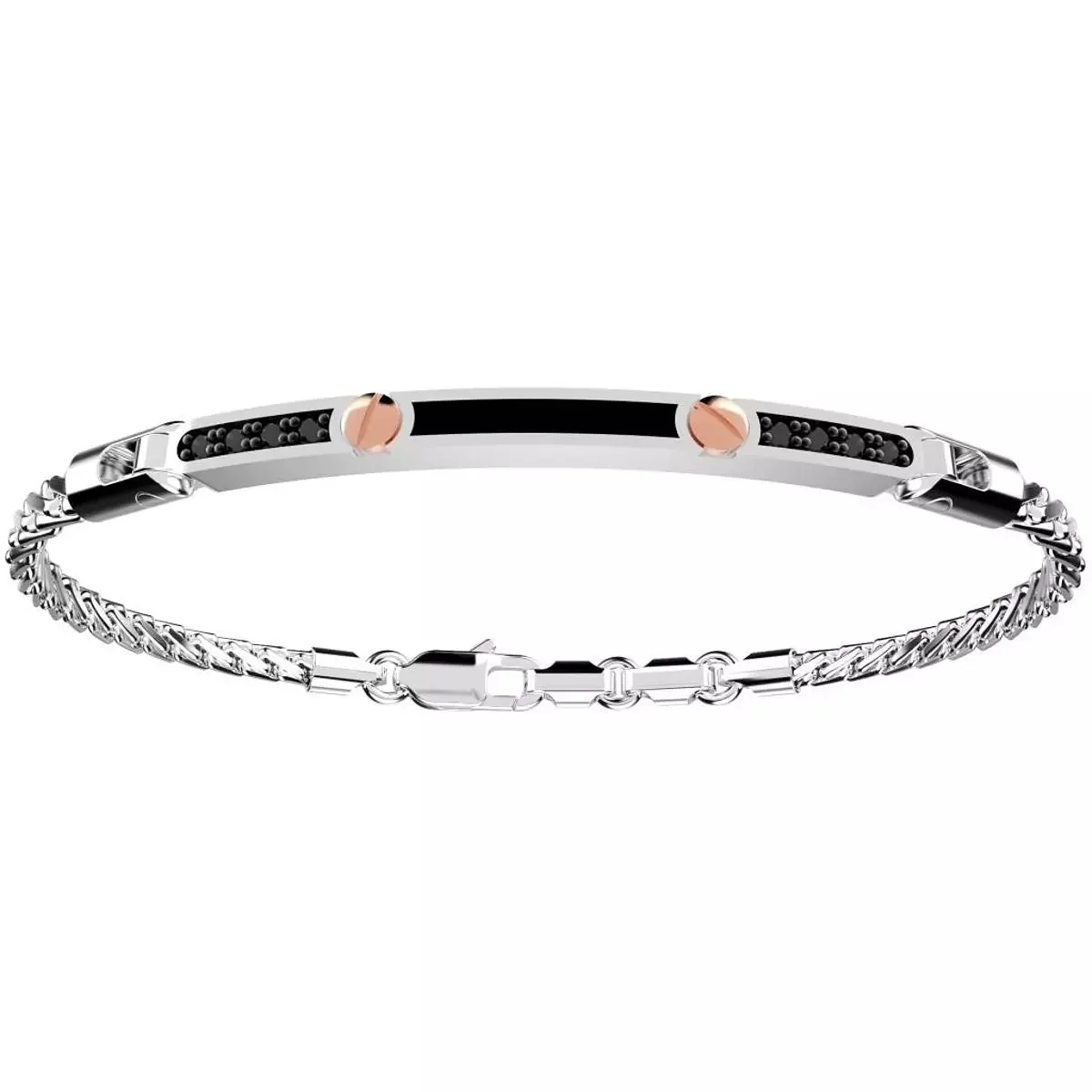 ZANCAN Bracciale Semirigido in Argento con Pietre Nere EXB493R-N