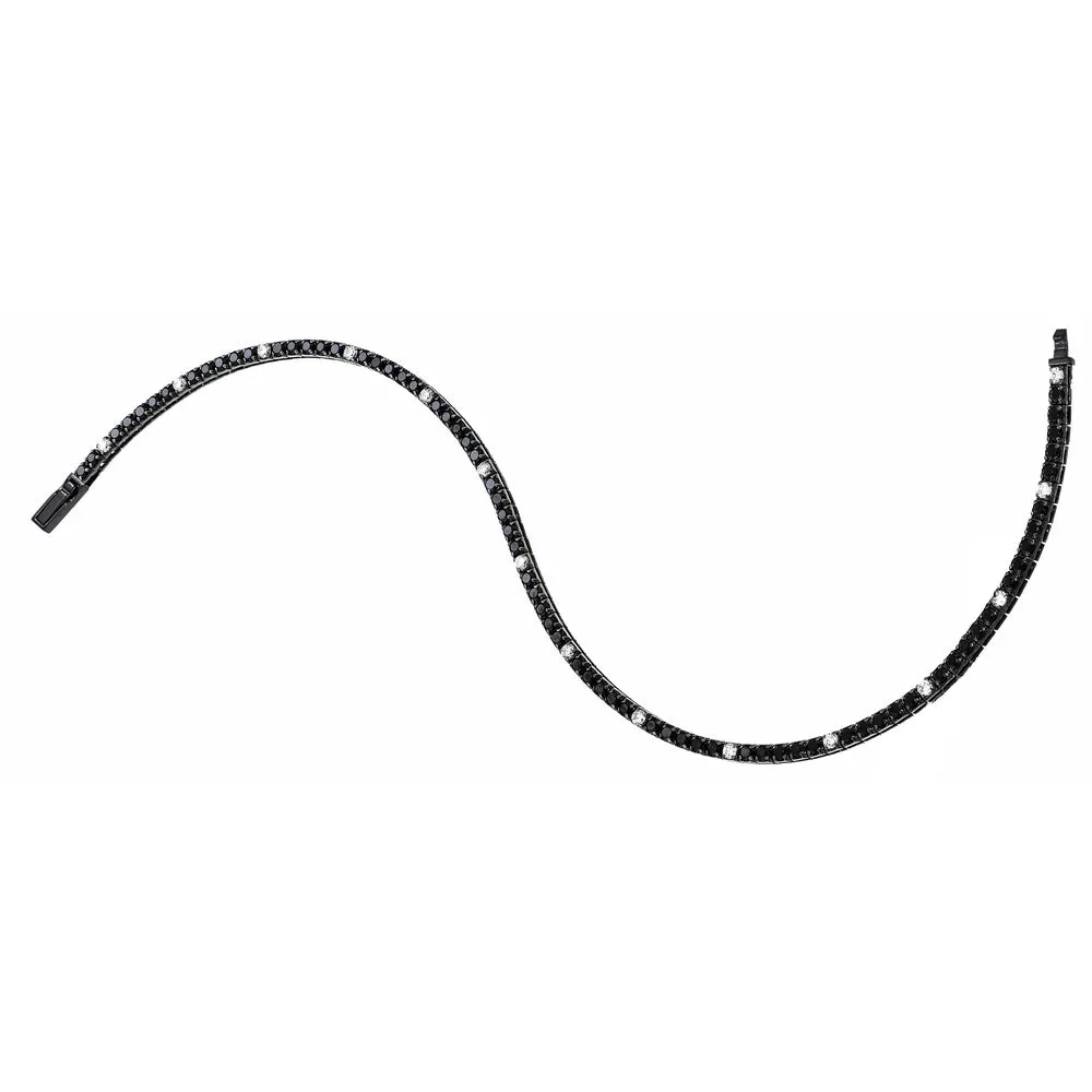 ZANCAN Bracciale Tennis Uomo Brunito con Pietre Nere ESB076