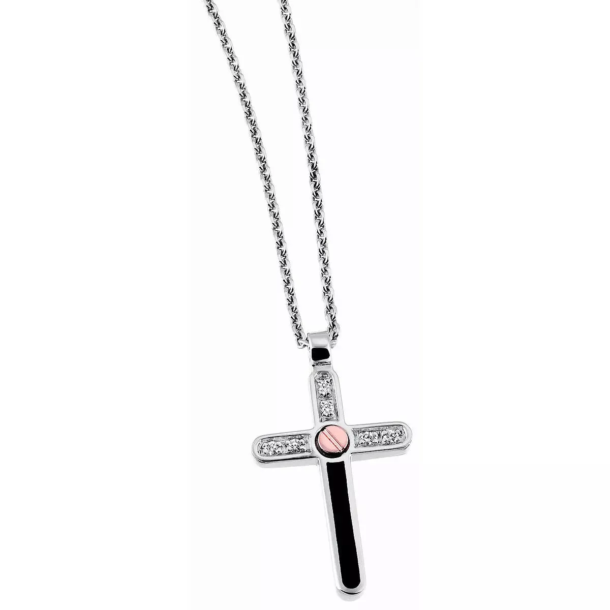 ZANCAN Collana Uomo con Croce in Argento EXC282R-N
