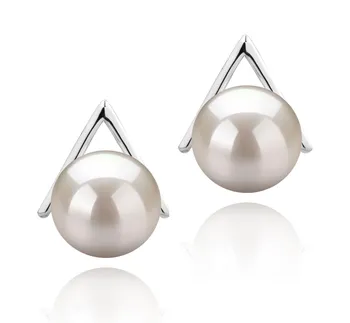 8-9mm di Perle Acqua Dolce Orecchini en Africa Bianco