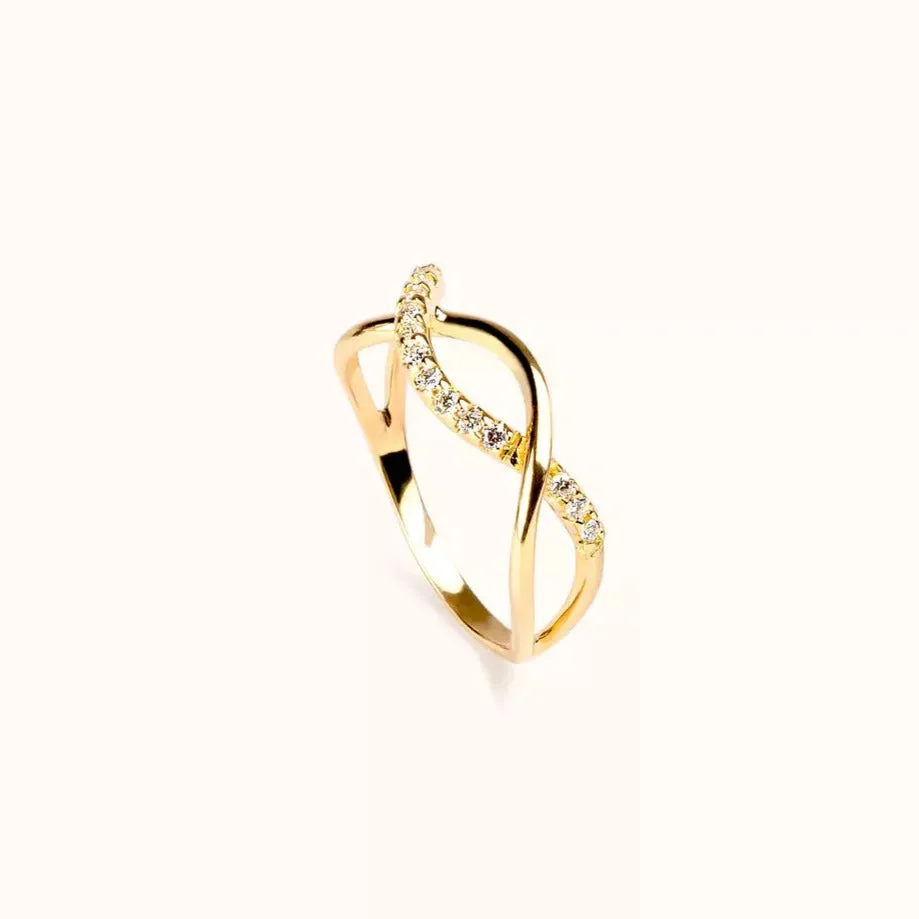 ALFYO Anello Infinity in Oro Giallo e Diamanti