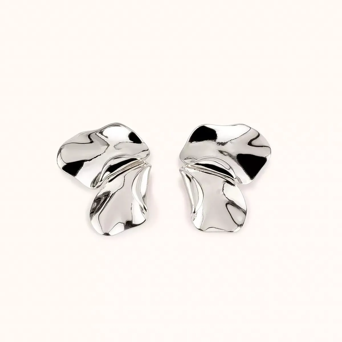 ALFYO Blossom Orecchini a Due Petali in Argento