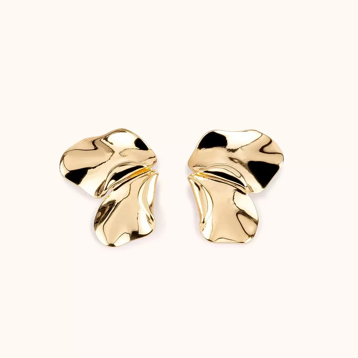 ALFYO Blossom Orecchini a Due Petali in Argento Dorato