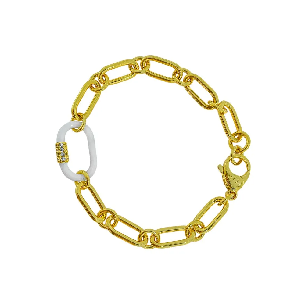 ALFYO Bracciale Catena Lock Bianco GBBLPGWH