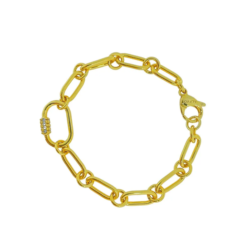 ALFYO Bracciale Catena Lock Oro GBBLPGGO