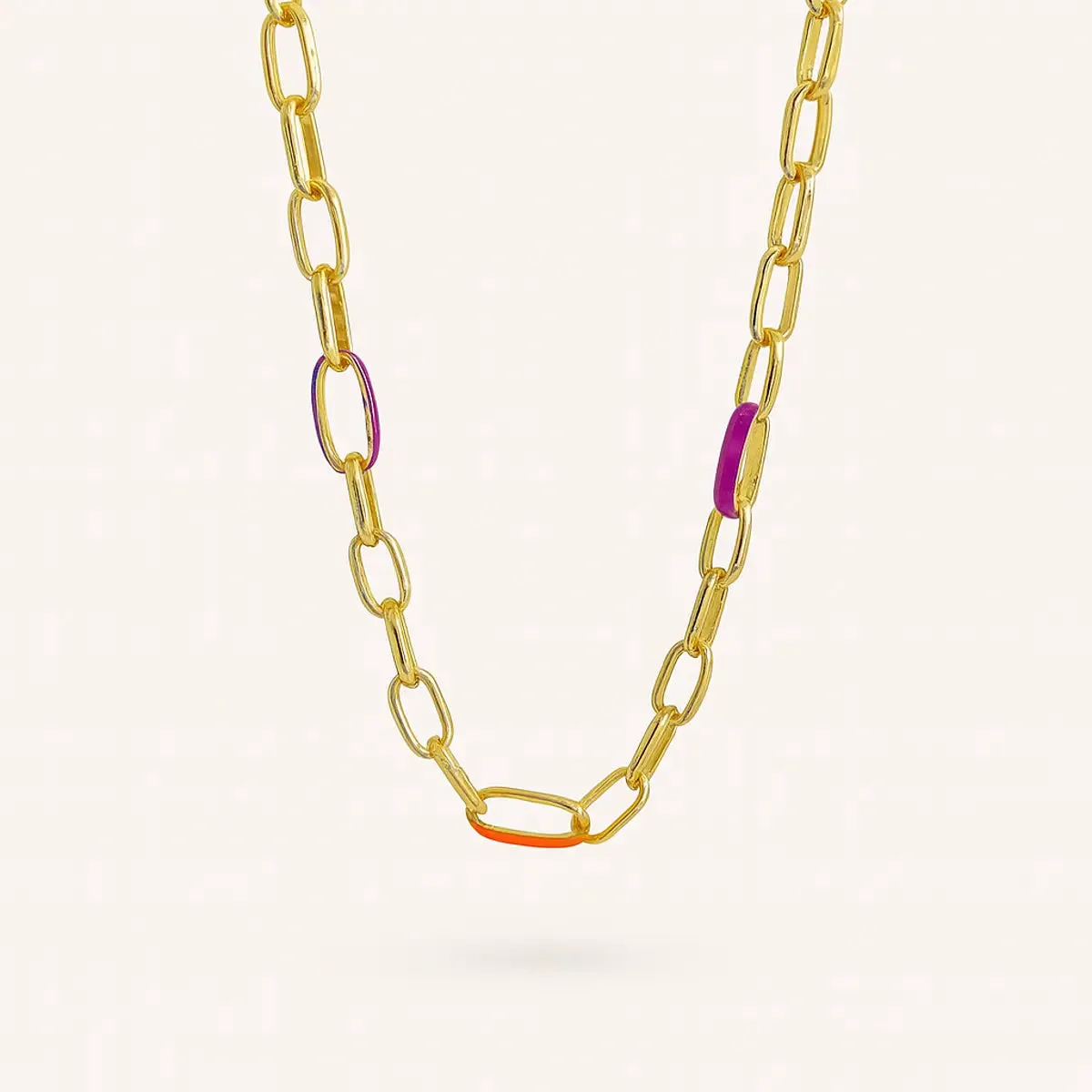 ALFYO Collana Catena Bold Fucsia Arancio GBNBPGFUOR