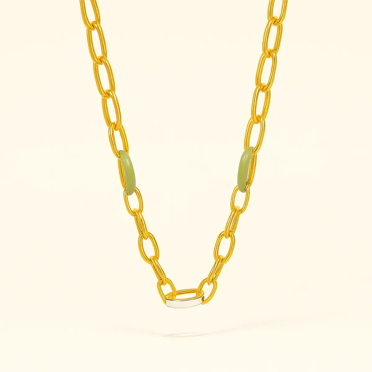 ALFYO Collana Catena Bold Verde Bianco GBNBPGGRWH