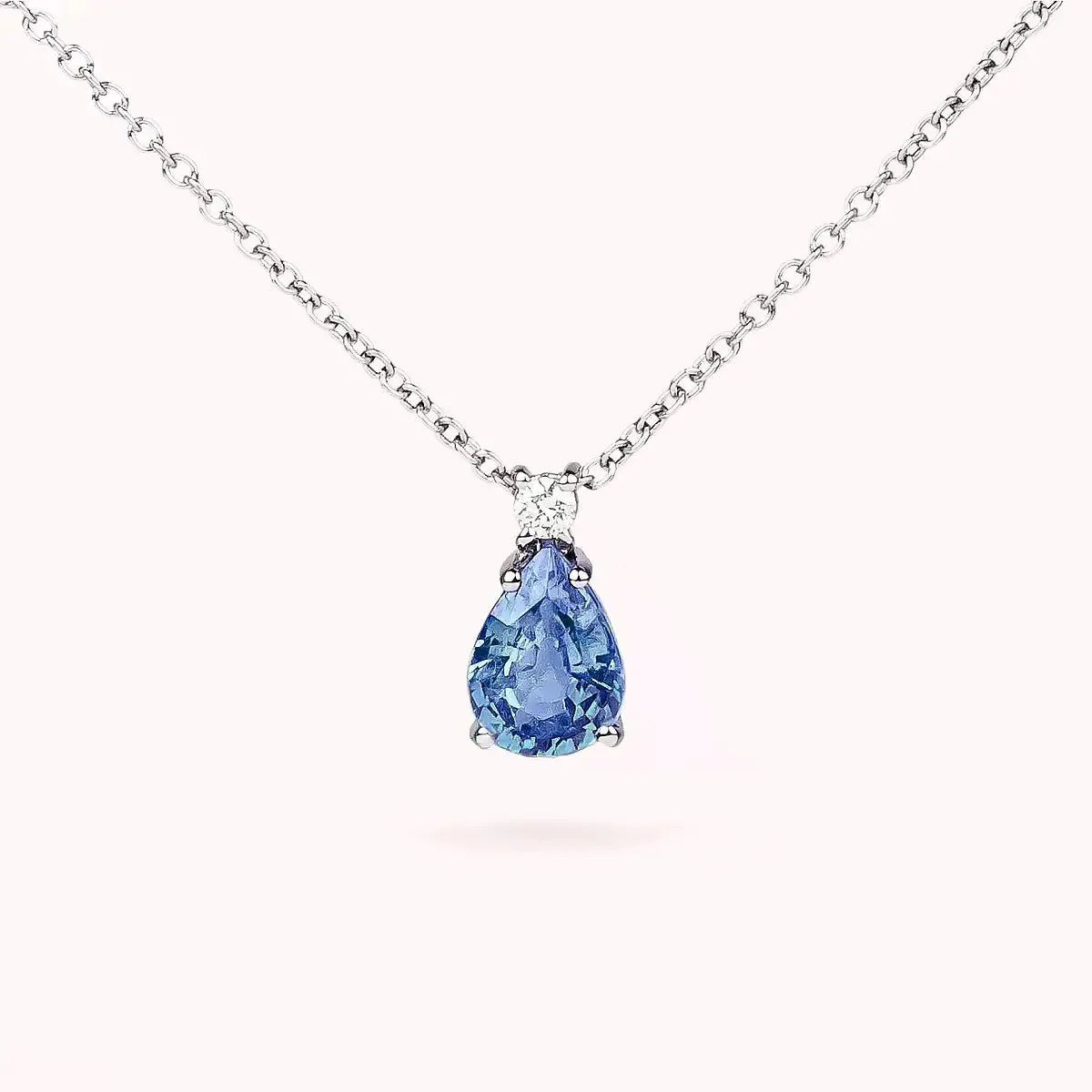 Collana Duetto con Zaffiro in Oro Bianco