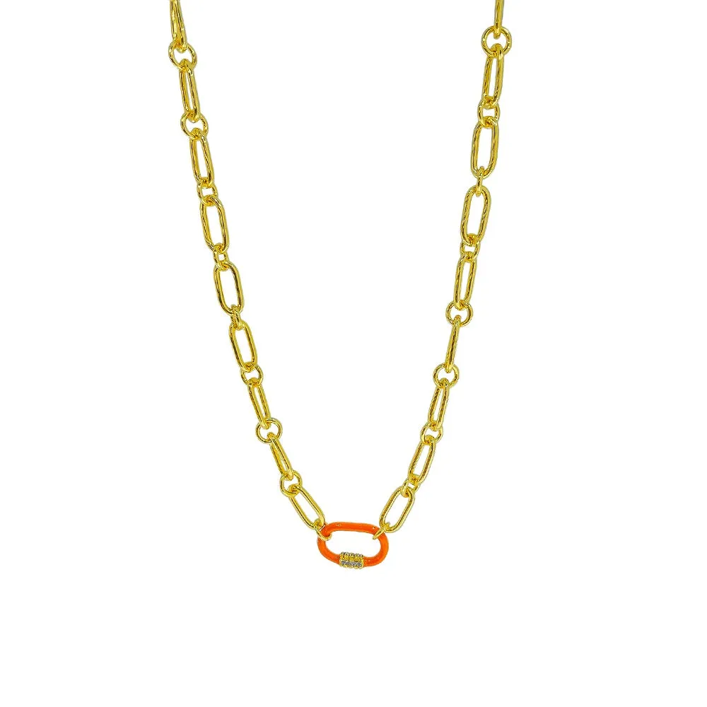 ALFYO Collana Catena Lock Arancio GBNLPGOR