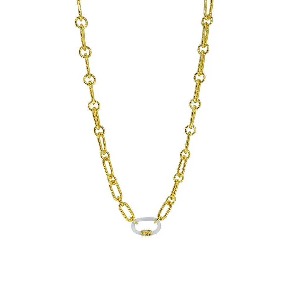 ALFYO Collana Catena Lock Bianco GBNLPGWH