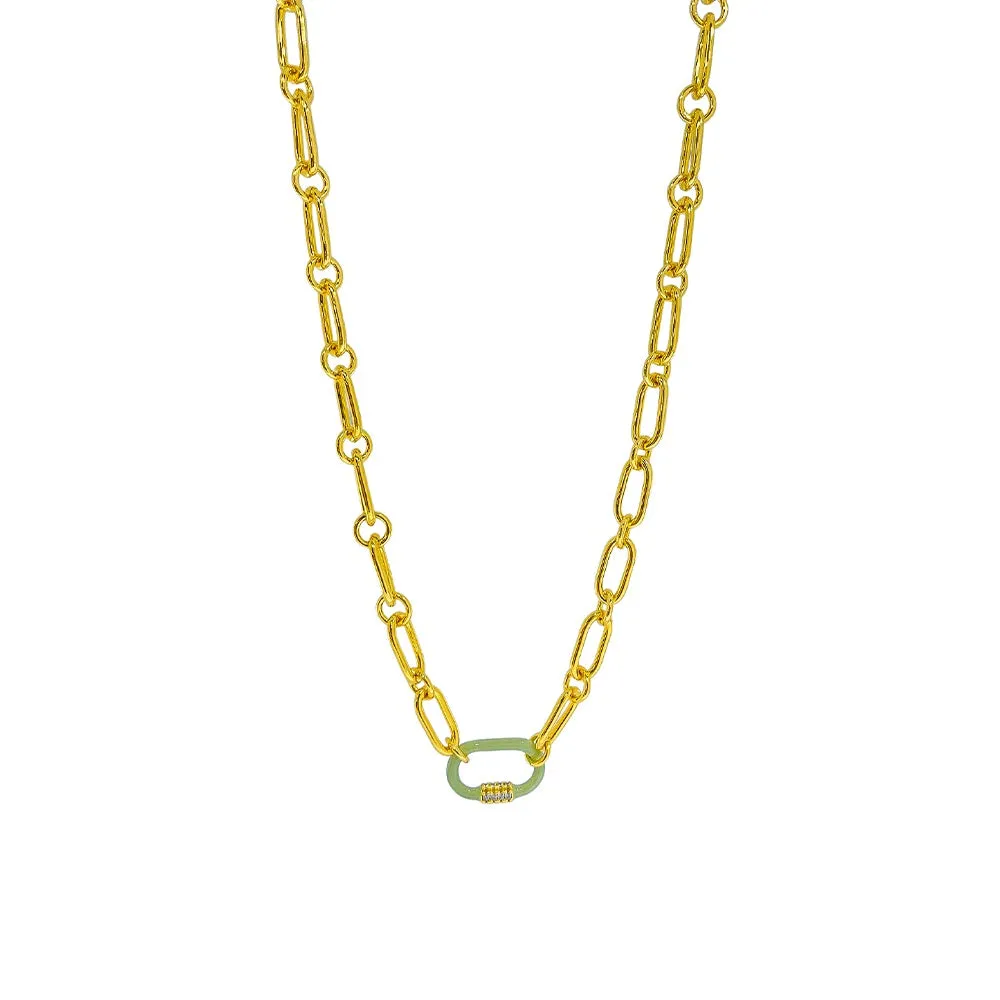 ALFYO Collana Catena Lock Verde GBNLPGGR